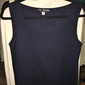 St. John Navy Knit Scoop Neck Sleeveless Top M EUC